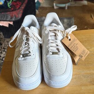 Nike White Leather Low-Top  Air Force 1 Sneakers with Recycled-Content Tag